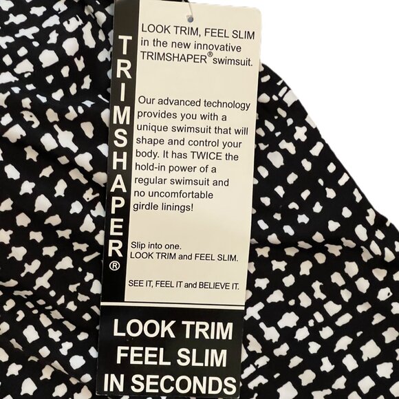 TRIMSHAPER TANKINI SWIM TOP Plus Size 24W BLACK & WHITE ANIMAL PRINT NWT  1142A - Picture 8 of 12